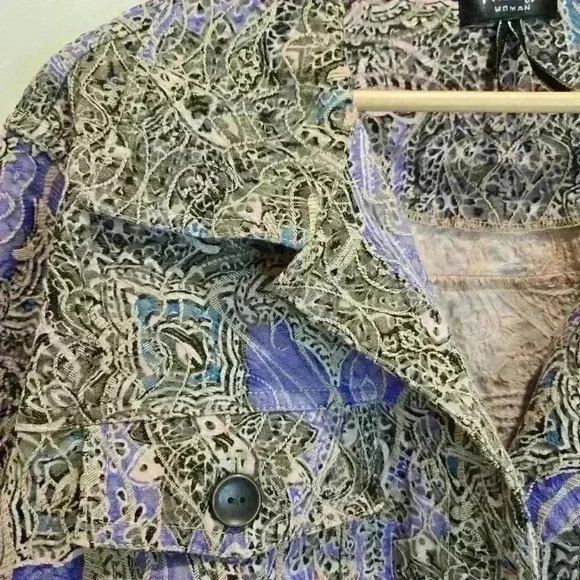 Analogy Woman Button-up Tapestry Lightweight Textured Jacket Size 1X - Picture 3 of 8
